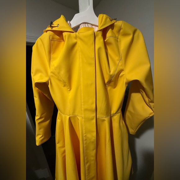 RainSisters Fitted and Flare Rain Coat Full Skirt Bright Yellow- XXS Petite - Picture 6 of 9